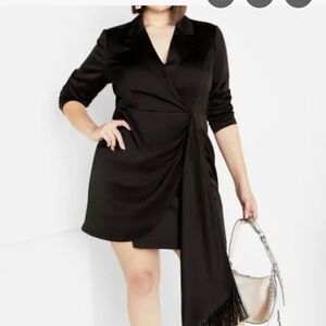 City Chic Black Asymmetrical Wrap Dress